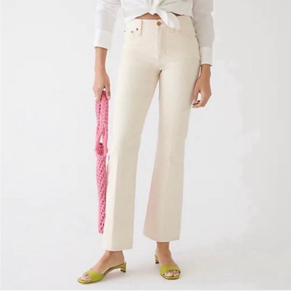 J. CREW Full Length Demi Boot Jeans Ecru Cream 25